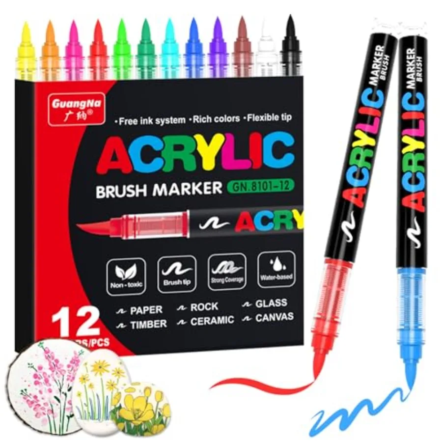 Acrylic Paint Markers, with Direct-Liquid Ink Control System, Professional-Grade Paint Pen for Rock Painting, Canvas, Glass, Pl
Acrylic Paint Markers, with Direct-Liquid Ink Control System, Professional-Grade Paint Pen for Rock Painting, Canvas, Glass, Pl