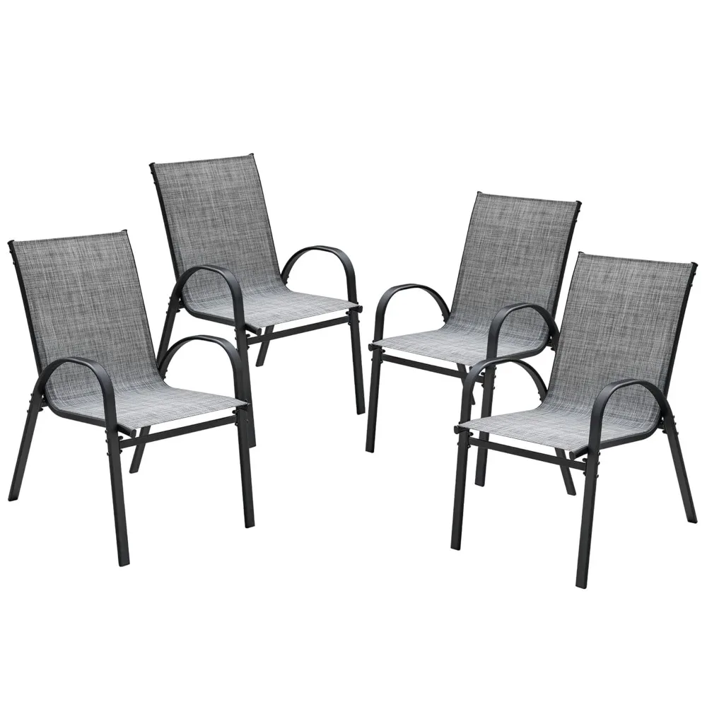 Stackable Patio Dining Chairs Heavy-Duty Rust-Resistant Textilene Fabric Deck Porch Garden Balcony 4-Pack Grey, Custom
Stackable Patio Dining Chairs Heavy-Duty Rust-Resistant Textilene Fabric Deck Porch Garden Balcony 4-Pack Grey, Custom
