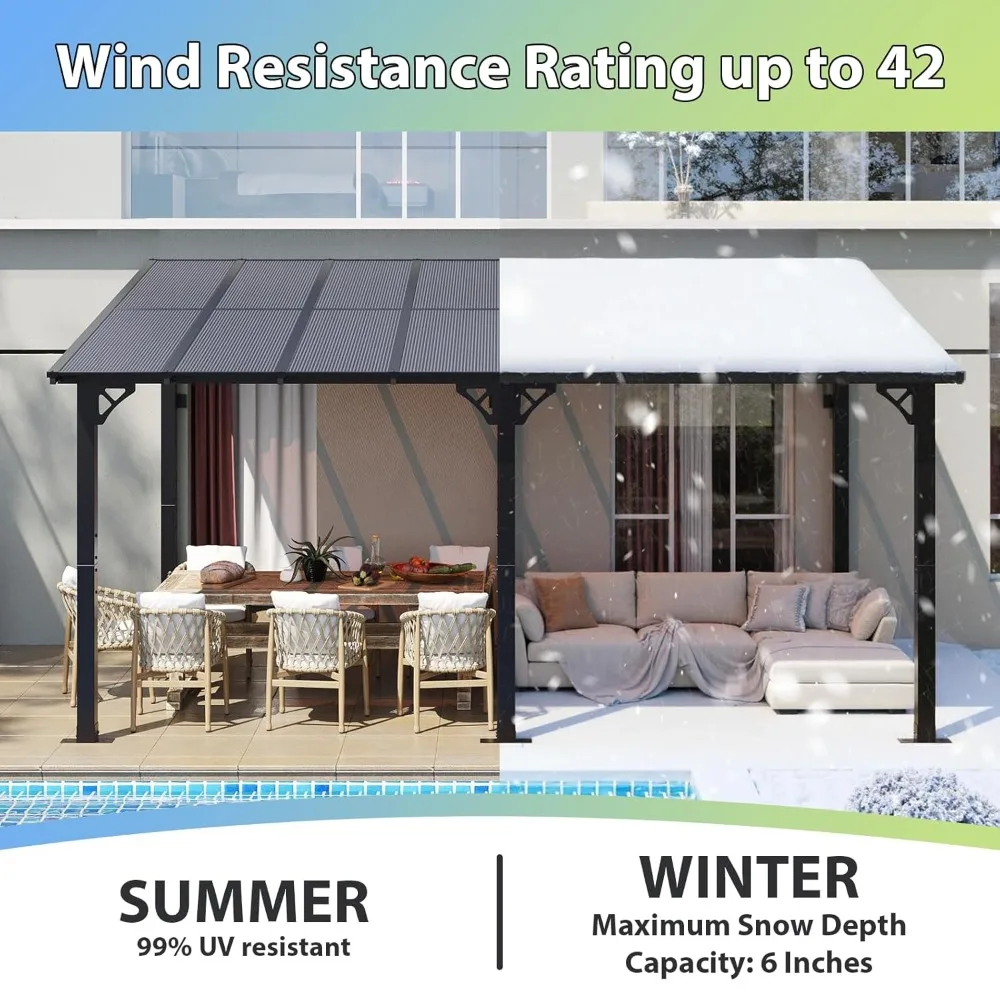 16'x 10' Premium Gazebo with Aluminum Top Frame & Polycarbonate Panel, Wall Mounted Gazebos Pergola, Outdoor Patio, Customized
16'x 10' Premium Gazebo with Aluminum Top Frame & Polycarbonate Panel, Wall Mounted Gazebos Pergola, Outdoor Patio, Customized