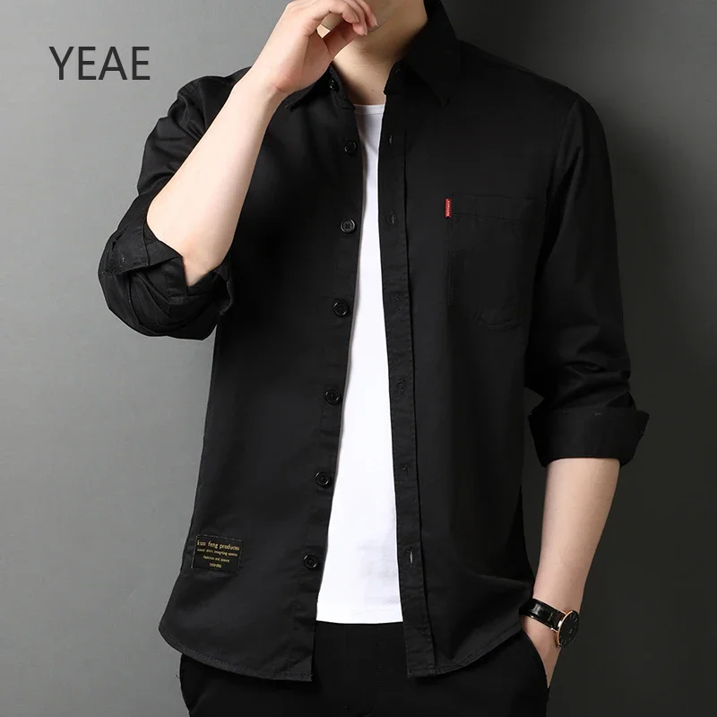 Lapel Single-breasted Solid Color Long Sleeve T Shirt Men Spring and Summer Loose Pocket Cardigan Thin Casual Tops Cotton
Lapel Single-breasted Solid Color Long Sleeve T Shirt Men Spring and Summer Loose Pocket Cardigan Thin Casual Tops Cotton