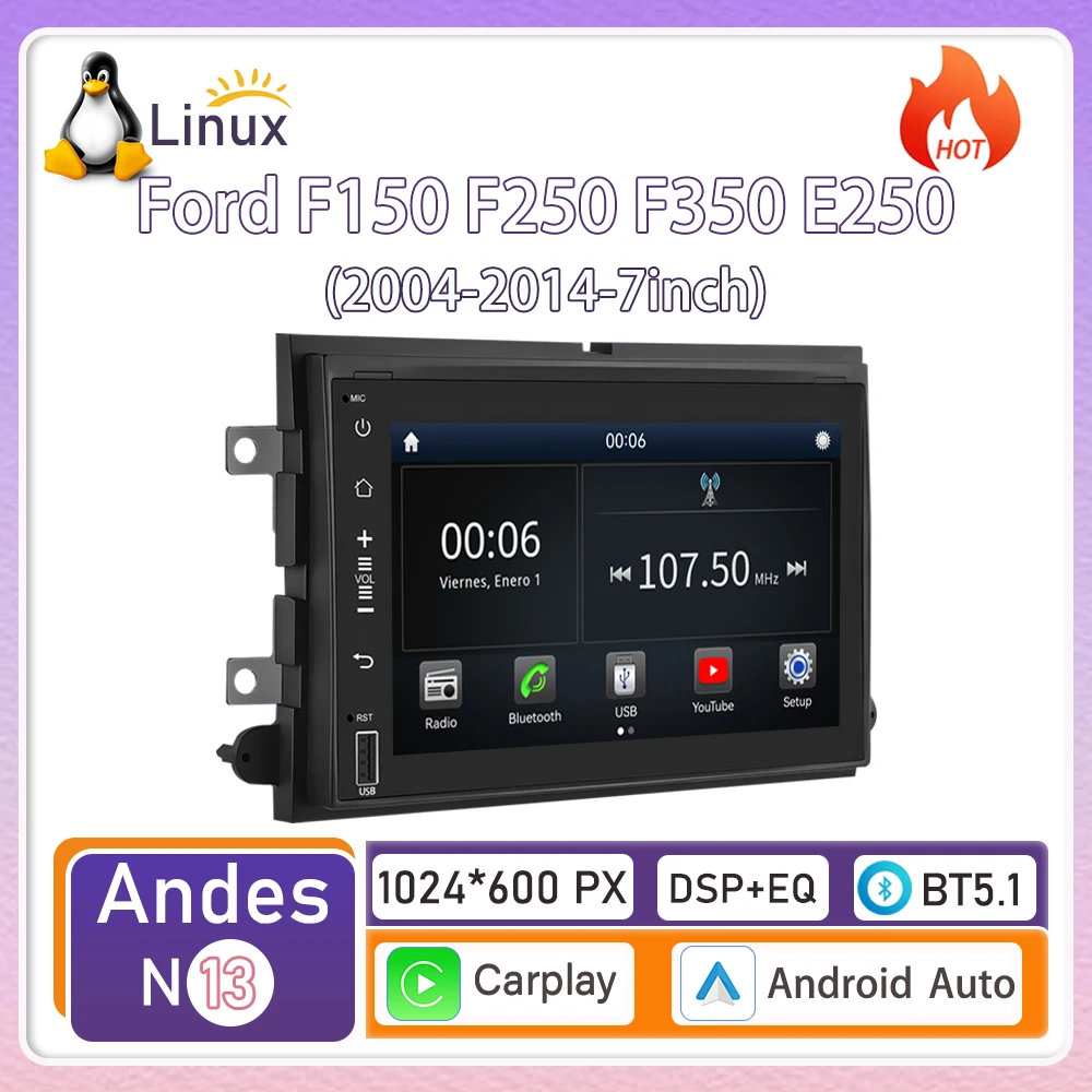 Беспроводное устройство CarPlay для автомобилей F150, F250, F350, E250 (2004-2014, 7 дюймов) на базе Linux, новая модель, навигация, видео, Bluetooth.
Беспроводное устройство CarPlay для автомобилей F150, F250, F350, E250 (2004-2014, 7 дюймов) на базе Linux, новая модель, навигация, видео, Bluetooth.
