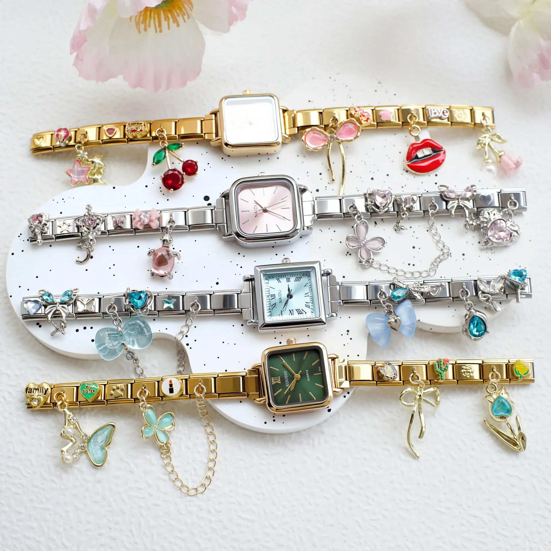 Women Square Italian Watch Stainless Steel Link Bracelet Quartz Wristwatch DIY Charms Beads Ladies Dress Watch Fashion Jewelry
Women Square Italian Watch Stainless Steel Link Bracelet Quartz Wristwatch DIY Charms Beads Ladies Dress Watch Fashion Jewelry