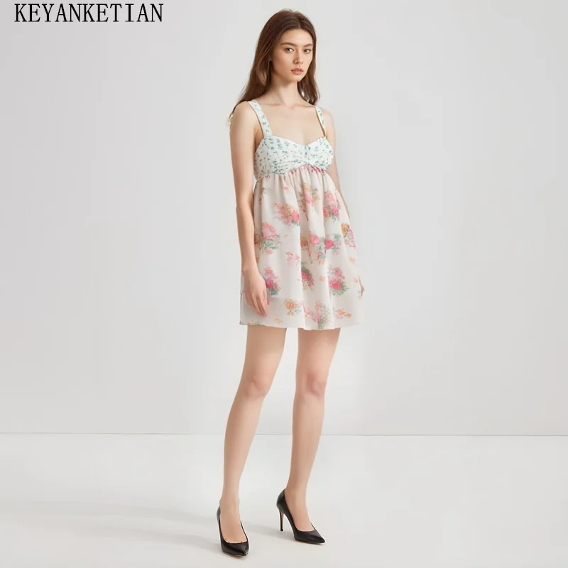 KEYANKETIAN Summer New Holiday wind Flower Print Patchwork Slip Dress Hollow out Backless Women's A Line Sleeveless Mini Dress
KEYANKETIAN Summer New Holiday wind Flower Print Patchwork Slip Dress Hollow out Backless Women's A Line Sleeveless Mini Dress