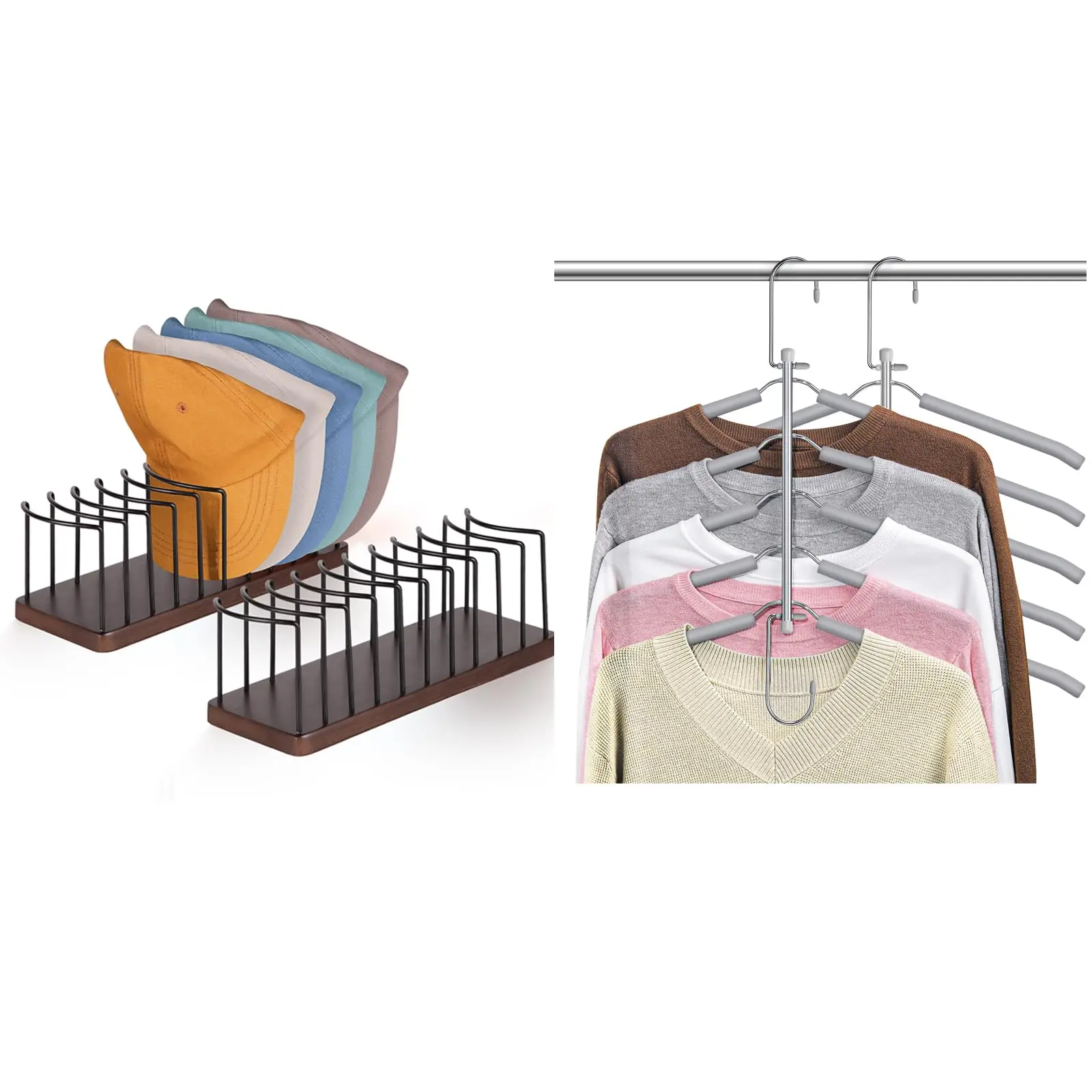 Space Saving Shirt Hangers And Hat Organizer Rack For Closet Grey Brown 2 Pack
Space Saving Shirt Hangers And Hat Organizer Rack For Closet Grey Brown 2 Pack