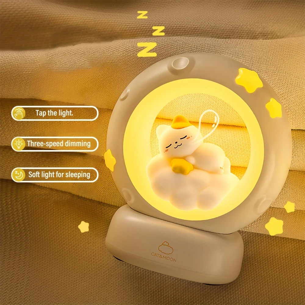 Перезаряжаемый ночник «Луна и кошка» с контролем крана и 3 уровнями яркости — прикроватная лампа «Милый кот и луна» для комнаты малышей
Перезаряжаемый ночник «Луна и кошка» с контролем крана и 3 уровнями яркости — прикроватная лампа «Милый кот и луна» для комнаты малышей