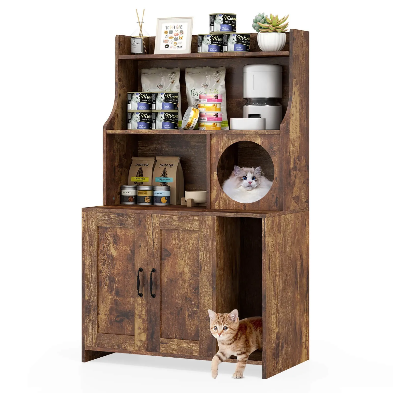 Large Wooden Cat Litter Box Enclosure w/ Storage Shelves Condo End Table
Large Wooden Cat Litter Box Enclosure w/ Storage Shelves Condo End Table