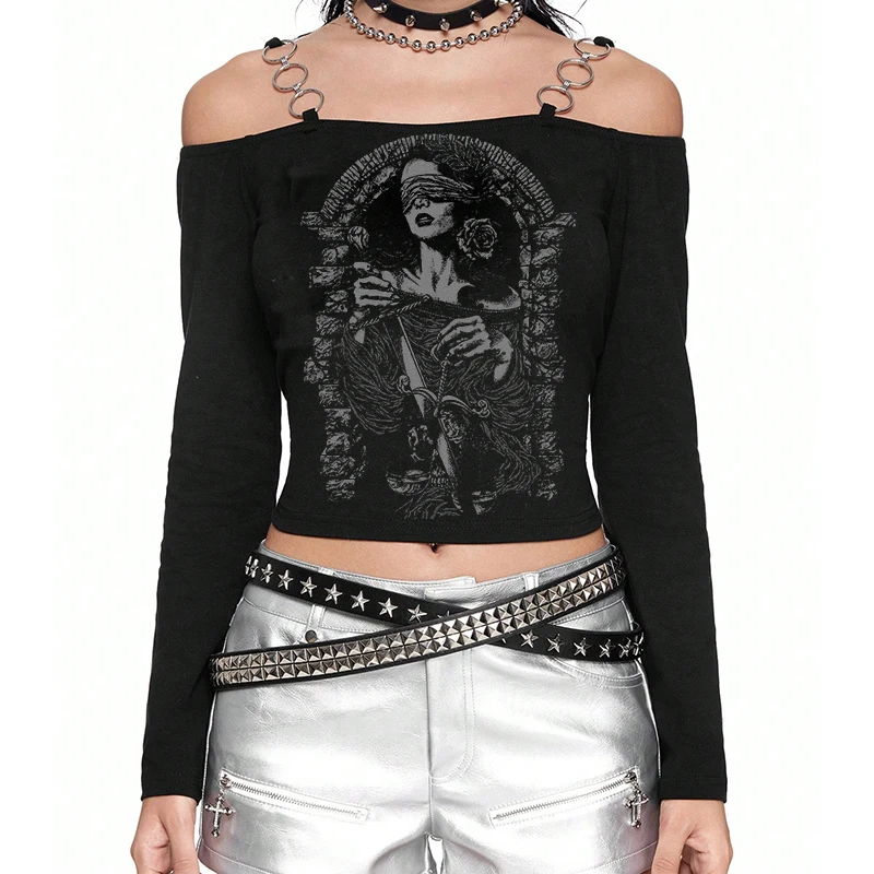 Summer 2025 new strappy off-the-shoulder long-sleeved slim-fit T-shirt, personalized printed women's top
Summer 2025 new strappy off-the-shoulder long-sleeved slim-fit T-shirt, personalized printed women's top
