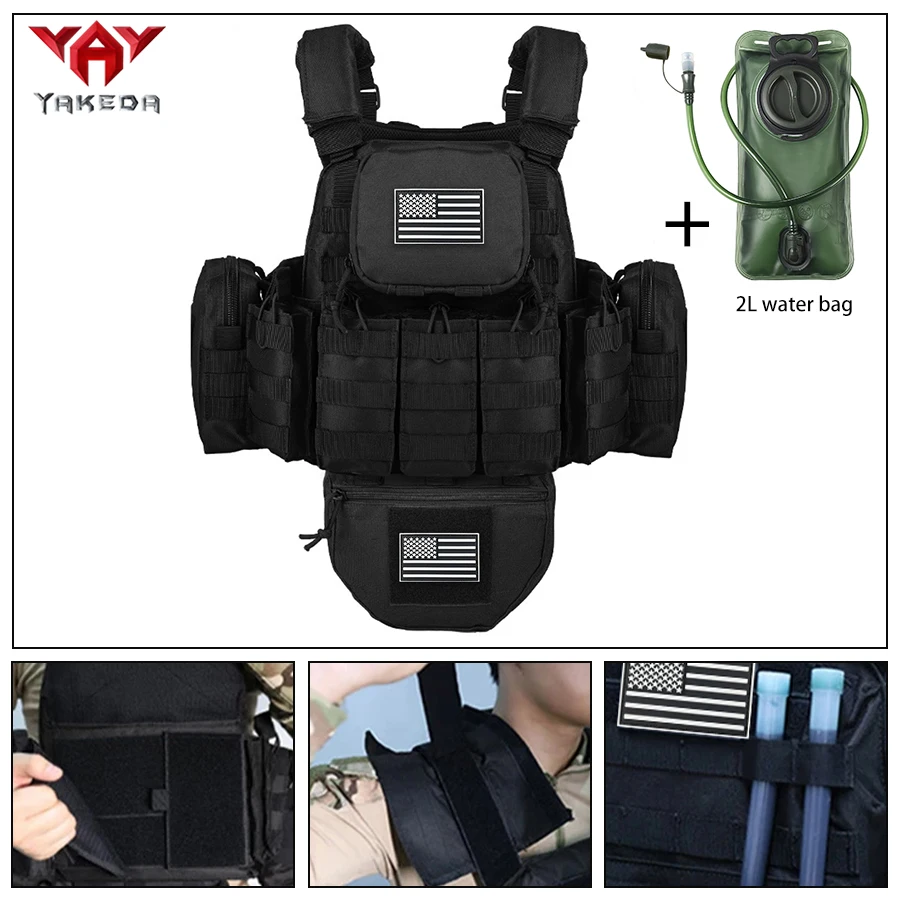 YAKEDA MOLLE system free combination vest elastic fixed triple bag with 2L water bag
YAKEDA MOLLE system free combination vest elastic fixed triple bag with 2L water bag