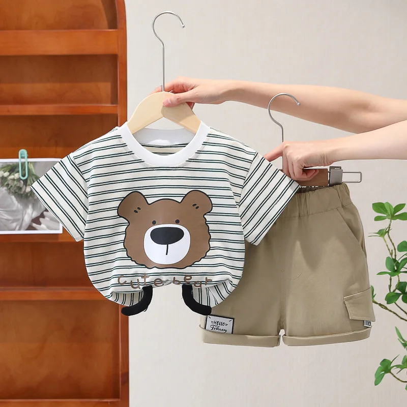 Kids Summer Sets 2024 Baby Boy Clothes 9 To 12 Months Cartoon Striped Short Sleeve T-shirts and Shorts 2PCS Children's Clothing
Kids Summer Sets 2024 Baby Boy Clothes 9 To 12 Months Cartoon Striped Short Sleeve T-shirts and Shorts 2PCS Children's Clothing