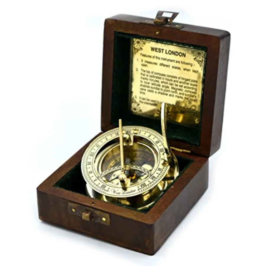 Antique Brass Sundial Compass, Sundial Clock in Box Gift Sun Clock Ship Replica Watch, Ship Decorations
Antique Brass Sundial Compass, Sundial Clock in Box Gift Sun Clock Ship Replica Watch, Ship Decorations