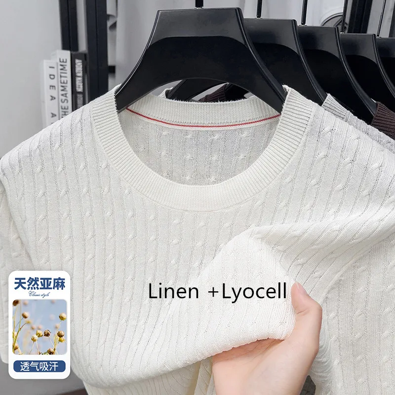 Men Trendy Twisted Lyocell Knit t-shirt Spring Summer Thin Breathable Knitwear Short Sleeve Knitting Linen Tops Pullover
Men Trendy Twisted Lyocell Knit t-shirt Spring Summer Thin Breathable Knitwear Short Sleeve Knitting Linen Tops Pullover