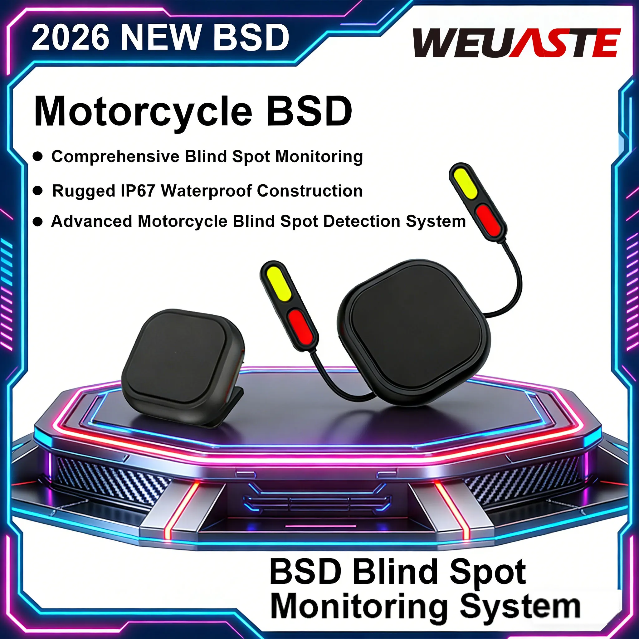 WEUASTE BSD01 Motorcycle BSD Safety System 24GHz Radar Blind Spot Detection IP67 LED
WEUASTE BSD01 Motorcycle BSD Safety System 24GHz Radar Blind Spot Detection IP67 LED