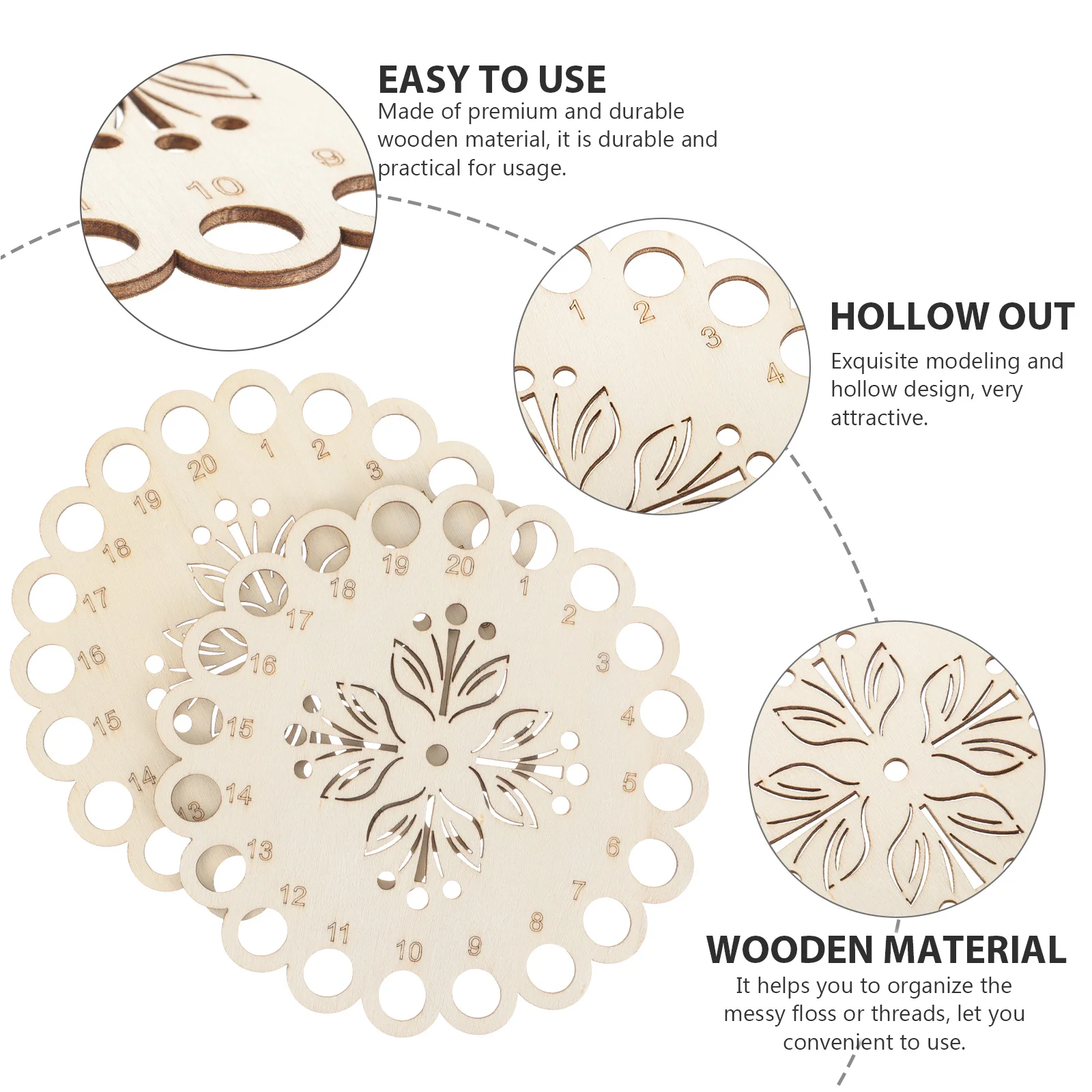 2Pcs Embroidery Floss Organizer Premium Wooden Thread Winding Plate Hollow Pattern Sewing Thread Storage Stand Reusable
2Pcs Embroidery Floss Organizer Premium Wooden Thread Winding Plate Hollow Pattern Sewing Thread Storage Stand Reusable
