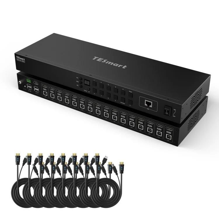16 in 1 Out HDMI KVM Quad Multiviewer Support RS232 LAN 4K60 USB2.0 Upgraded 16 Port KVM Switches 
16 in 1 Out HDMI KVM Quad Multiviewer Support RS232 LAN 4K60 USB2.0 Upgraded 16 Port KVM Switches