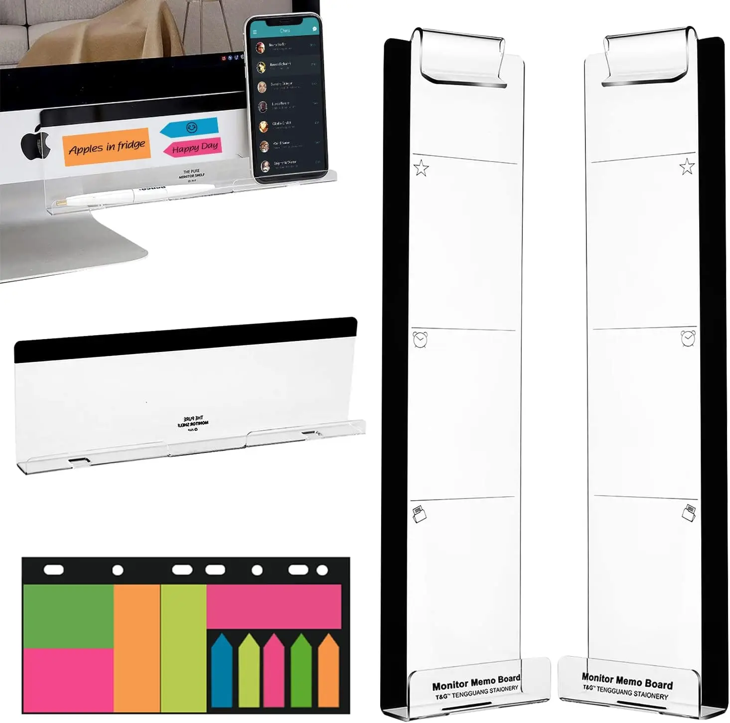 3-Pack Acrylic Monitor Memo Boards with Phone Holder & Sticky Notes
3-Pack Acrylic Monitor Memo Boards with Phone Holder & Sticky Notes