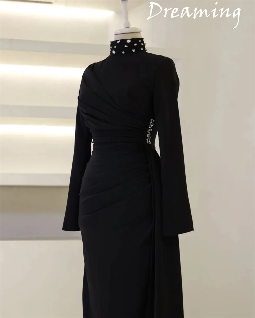 Customized Formal Jersey Evening Dress Fashion High Neckline Long Sleeves Party Dress High Quality Floor Length Celebr
Customized Formal Jersey Evening Dress Fashion High Neckline Long Sleeves Party Dress High Quality Floor Length Celebr
