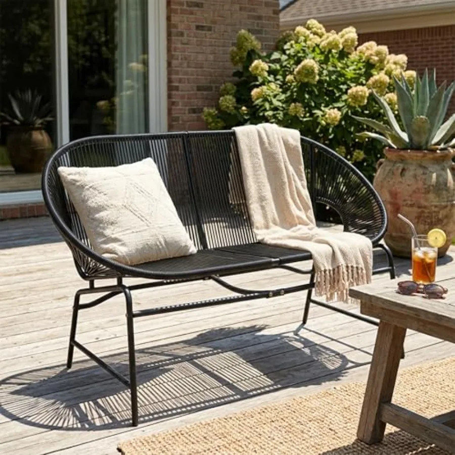 Outdoor Patio Wicker, PE Rattan and Iron Frame, 2-Seater Weather-Resistant Garden Bench
Outdoor Patio Wicker, PE Rattan and Iron Frame, 2-Seater Weather-Resistant Garden Bench