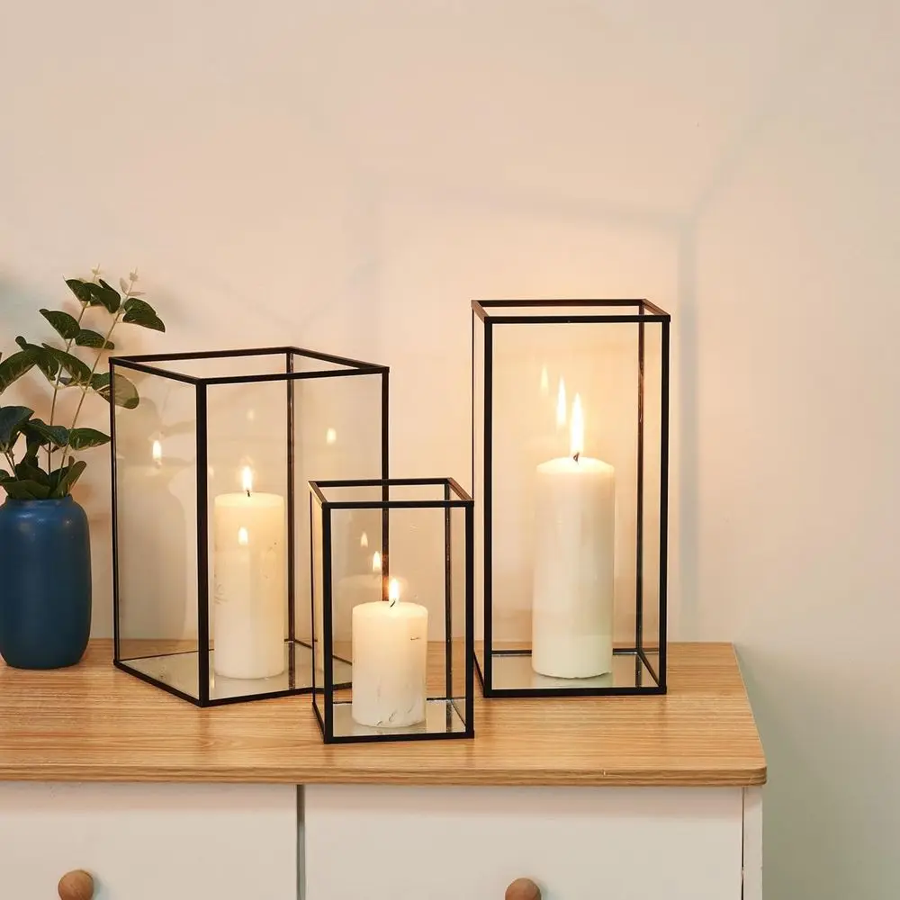 Glass Candle Holder Set o 3 PCS Large Glass Square Candle Holder Black Lanterns Decorative or Pillar Candle Indoor Candle
Glass Candle Holder Set o 3 PCS Large Glass Square Candle Holder Black Lanterns Decorative or Pillar Candle Indoor Candle