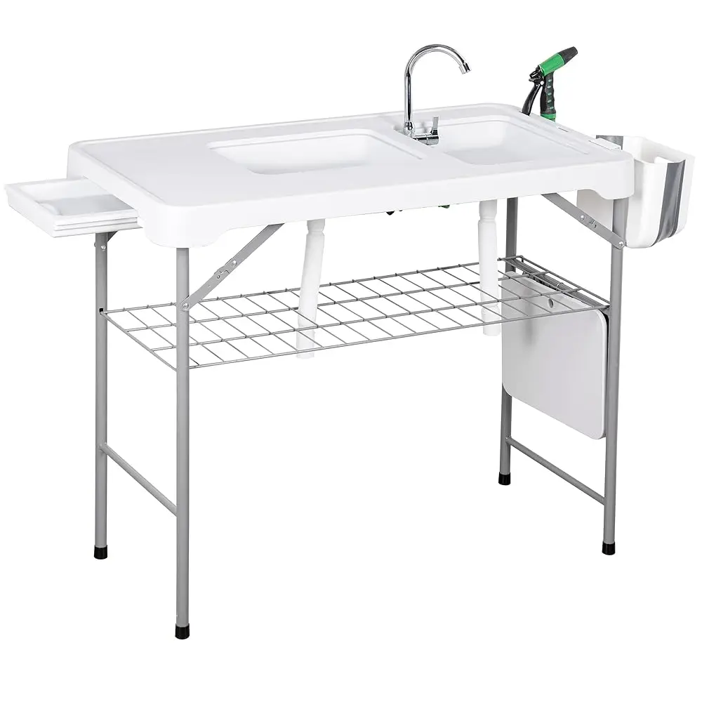 Fish Cleaning Table With 2 Sinks & Grid Rack, 42.5'' Portable Folding Camping Fish Station With Foldable Faucet, Drainage Hose,
Fish Cleaning Table With 2 Sinks & Grid Rack, 42.5'' Portable Folding Camping Fish Station With Foldable Faucet, Drainage Hose,