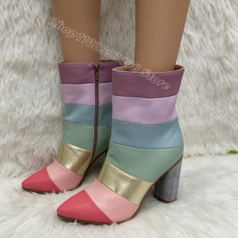 Mixed Matte Leather Short Boots Pointed Toe Sweet Style Spring Fashion Design for Women Party Dance Boots Zapatos Para Mujere
Mixed Matte Leather Short Boots Pointed Toe Sweet Style Spring Fashion Design for Women Party Dance Boots Zapatos Para Mujere