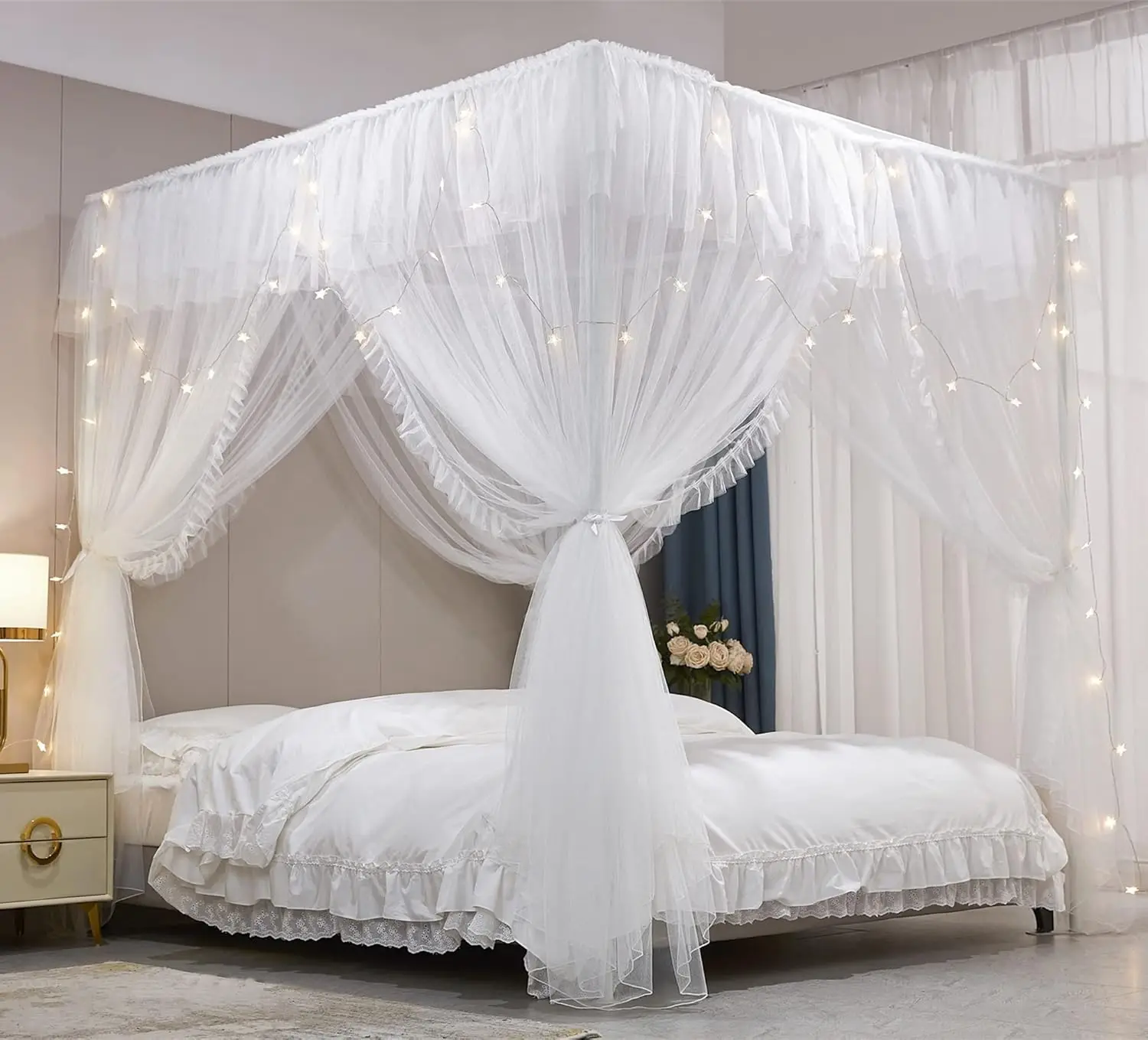 Double Layer Princess Bed Canopy with 4 Openings, Mosquito Net for Girls and Adults, White, Full Size (53"x78"x82")
Double Layer Princess Bed Canopy with 4 Openings, Mosquito Net for Girls and Adults, White, Full Size (53"x78"x82")
