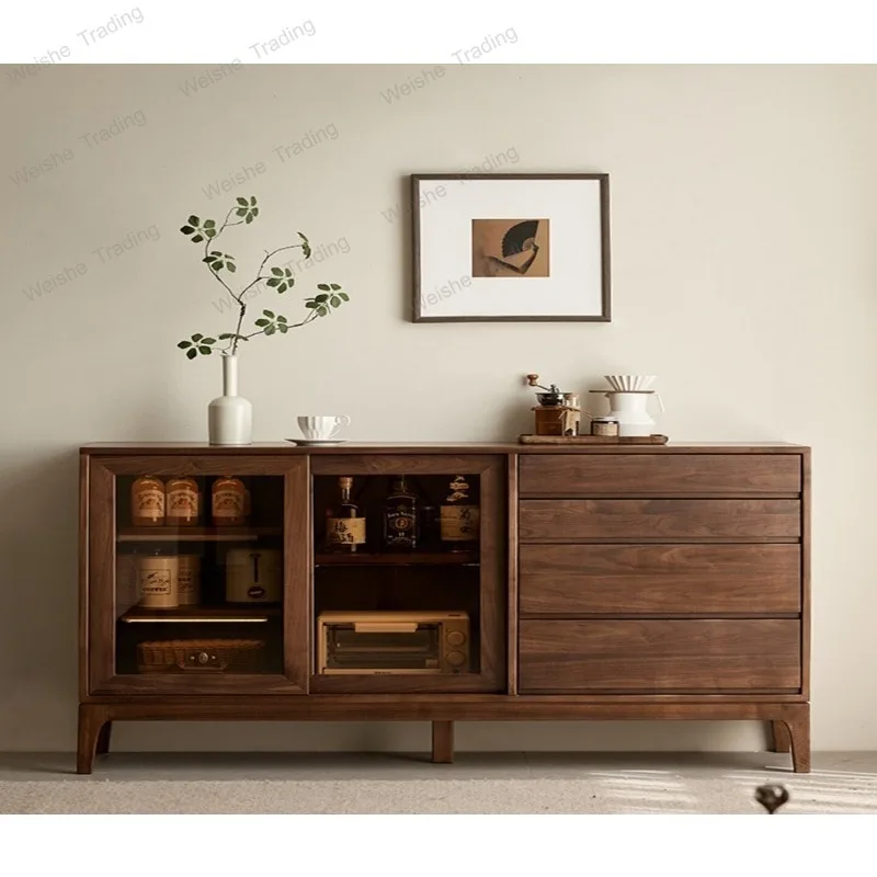 North American black walnut dining side cabinet Nordic solid wood household storage wall glass tea cabinet
North American black walnut dining side cabinet Nordic solid wood household storage wall glass tea cabinet