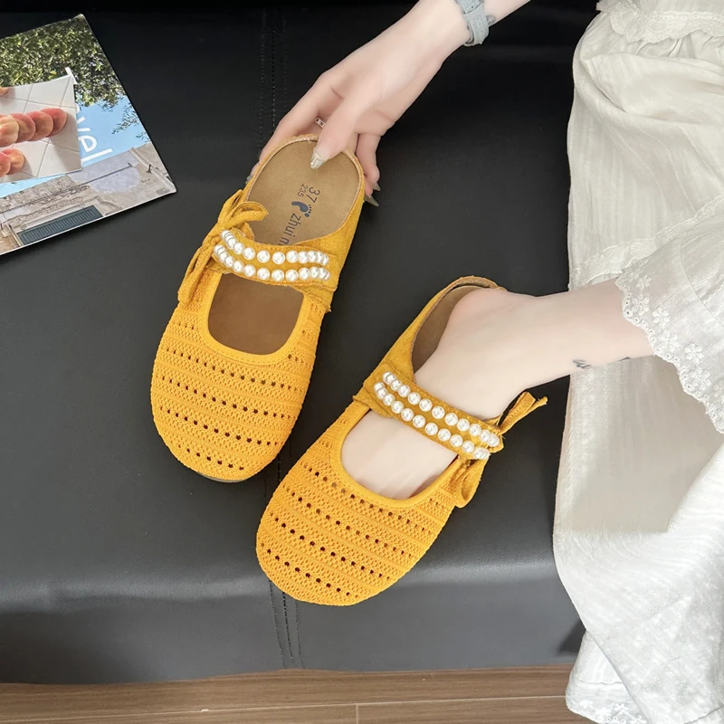 Women's Spring Summer Hollow out Woven Flat Sandals Mary Janes Slip-On Casual Shoes round Toe Low Heel Cotton Lined Footwear
Women's Spring Summer Hollow out Woven Flat Sandals Mary Janes Slip-On Casual Shoes round Toe Low Heel Cotton Lined Footwear