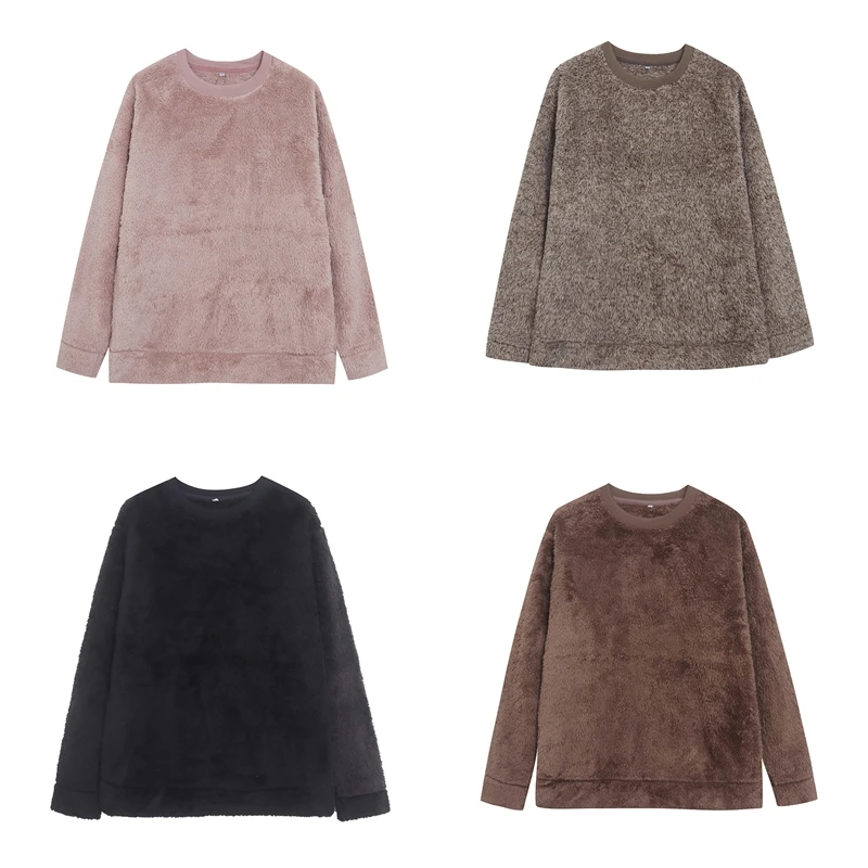Coral Fleece round Neck Sweatshirt Comfortable Casual Warm Winter Top Women's Loose Fit Long Sleeve Soft Velvet Shirt
Coral Fleece round Neck Sweatshirt Comfortable Casual Warm Winter Top Women's Loose Fit Long Sleeve Soft Velvet Shirt