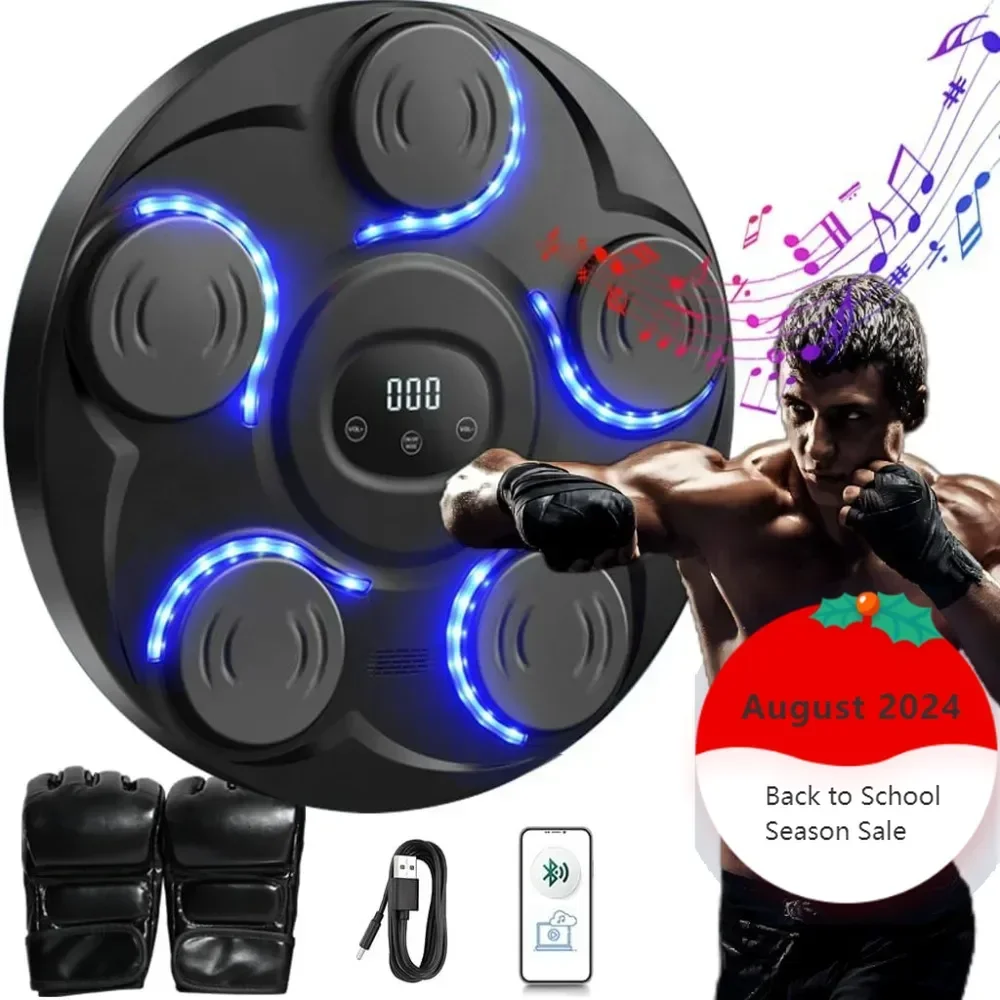 Bluetooth Music Boxing Machine with Gloves Wall Mounted, Electronic LED Light Target for Punching Speed Training, Black.
Bluetooth Music Boxing Machine with Gloves Wall Mounted, Electronic LED Light Target for Punching Speed Training, Black.