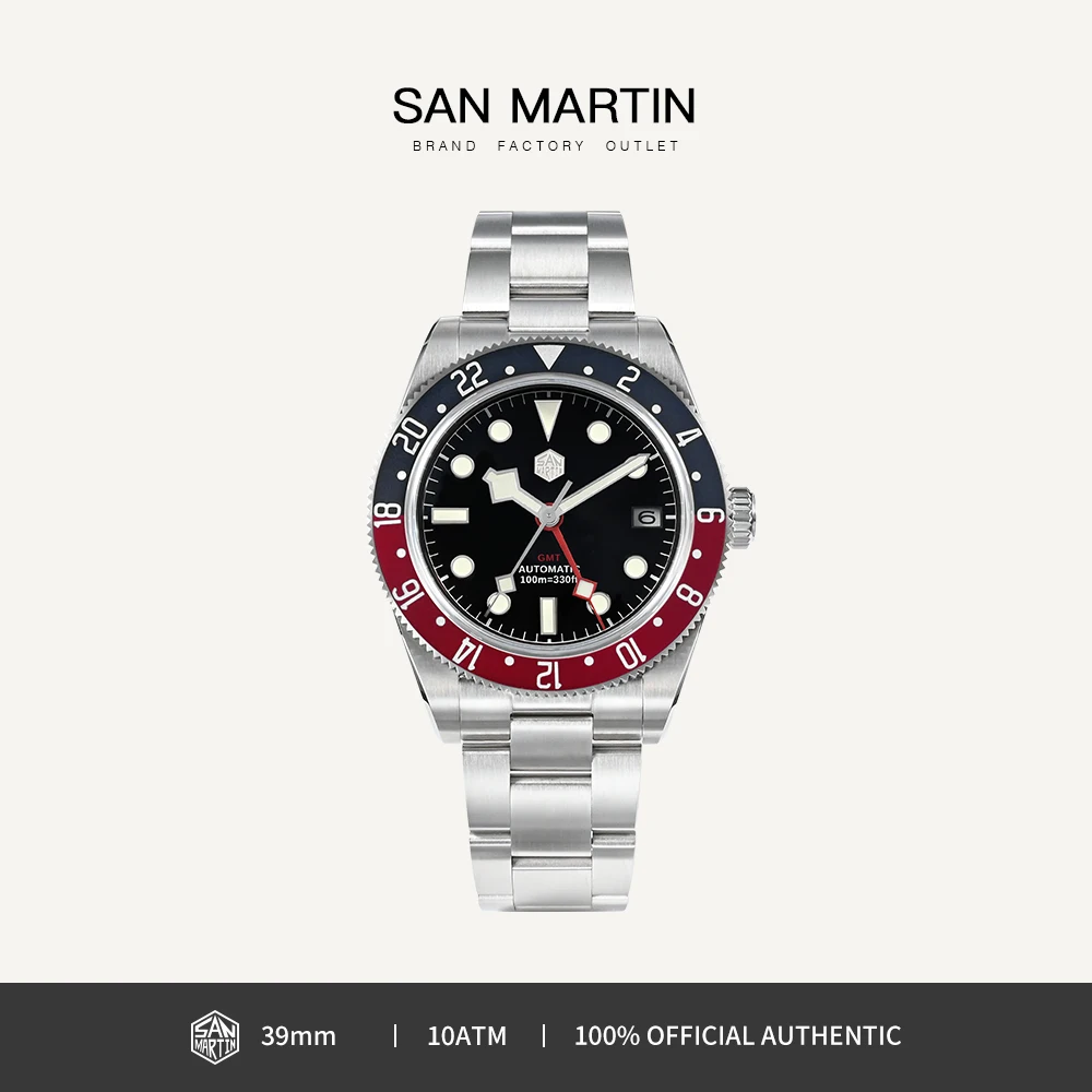 San Martin GMT Men Luxury Watch Fly Adjustable Clasp Aluminum Bezel NH34 Automatic Mechanical Watches 10Bar Waterproof SN0109
San Martin GMT Men Luxury Watch Fly Adjustable Clasp Aluminum Bezel NH34 Automatic Mechanical Watches 10Bar Waterproof SN0109