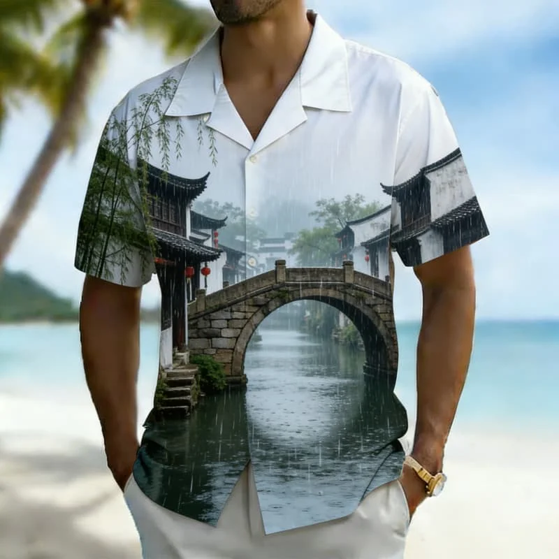 Men's Fashion Scenic Landscape Print Short Sleeve Shirt Trendy Summer Style For Vacation Party Gathering Daily Commute
Men's Fashion Scenic Landscape Print Short Sleeve Shirt Trendy Summer Style For Vacation Party Gathering Daily Commute