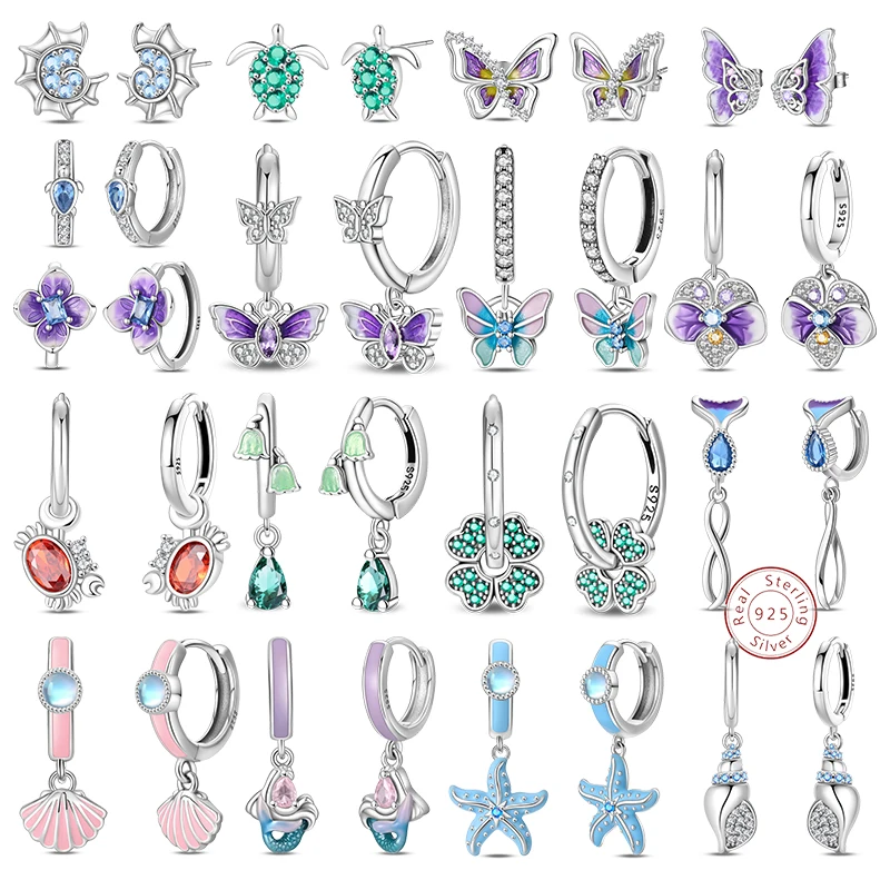 925 Sterling Silver Stud Earrings Colorful Starfish Shell Sparkling Butterfly Luxury Fine Jewelry For Women Girl's Earring
925 Sterling Silver Stud Earrings Colorful Starfish Shell Sparkling Butterfly Luxury Fine Jewelry For Women Girl's Earring