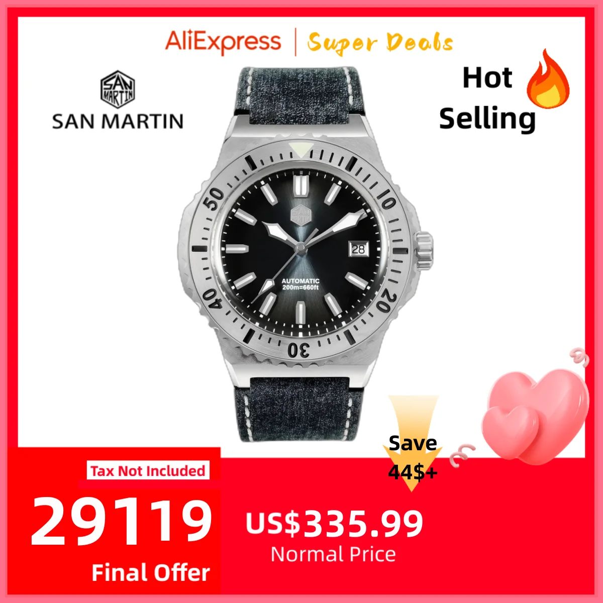 San Martin Retro Diver Luxury Sapphire PT5000 SW200 Automatic Mechanical Wrist Men's watches 20Bar Waterproof Luminous SN0055
San Martin Retro Diver Luxury Sapphire PT5000 SW200 Automatic Mechanical Wrist Men's watches 20Bar Waterproof Luminous SN0055
