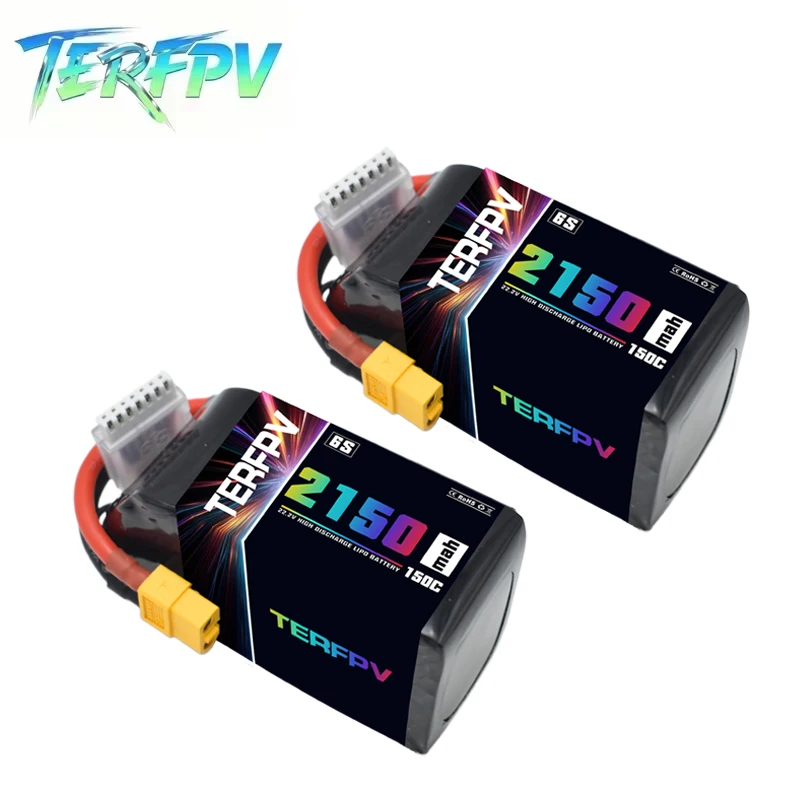 2PCS TERFPV 6S Lipo Battery 22.2V 2150mAh 150C/300C With XT60 Plug for FPV Drone Quadcopter Helicopter Airplane RC Car Truck
2PCS TERFPV 6S Lipo Battery 22.2V 2150mAh 150C/300C With XT60 Plug for FPV Drone Quadcopter Helicopter Airplane RC Car Truck