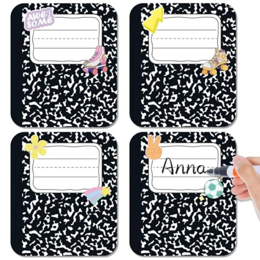 36 Pcs Name Tags, 6 x 7 Inch Adhesive Desk Nameplates Composition Notebook for Classroom Elementary, Kindergarten, Preschool Te
36 Pcs Name Tags, 6 x 7 Inch Adhesive Desk Nameplates Composition Notebook for Classroom Elementary, Kindergarten, Preschool Te
