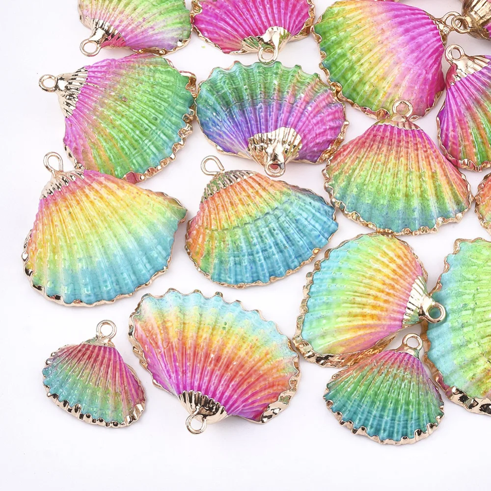 10pcs Spray Paint Scallop Shell Pendants Colorful Electroplate Sea Shell Pendant for jewelry making DIY Beach bracelet necklace
10pcs Spray Paint Scallop Shell Pendants Colorful Electroplate Sea Shell Pendant for jewelry making DIY Beach bracelet necklace