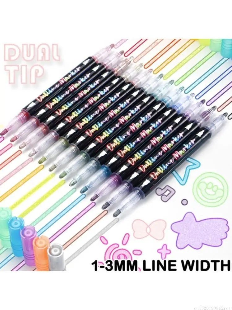 D5BB 12Pcs Marker Pen for Highlight, Double Line Highlighter Outline Marker Set Metallic Paint Markers Pens Glitter Markers
D5BB 12Pcs Marker Pen for Highlight, Double Line Highlighter Outline Marker Set Metallic Paint Markers Pens Glitter Markers