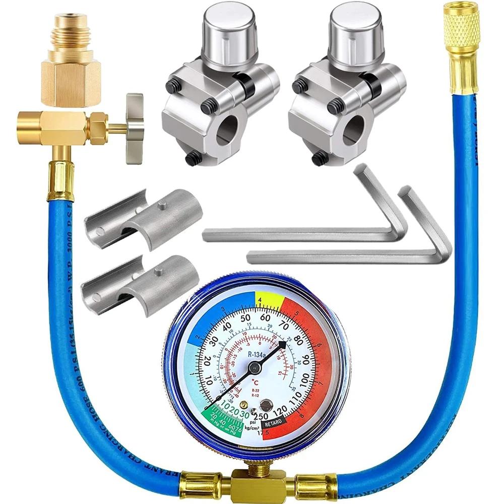 R134a Self-Sealing Adapter, R134A AC Refrigerant Charging Hose Gauge, BPV-31 Bullet Piercing Valve Hose Refrigerant Can Tap
R134a Self-Sealing Adapter, R134A AC Refrigerant Charging Hose Gauge, BPV-31 Bullet Piercing Valve Hose Refrigerant Can Tap