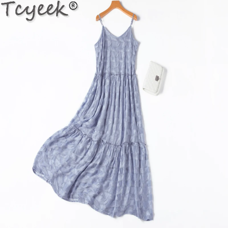 Tcyeek 100% Mulberry Silk Dress for Women Summer Clothes 2024 Elegant Women's Dresses Sleeveless Beach Dress Платье Женское
Tcyeek 100% Mulberry Silk Dress for Women Summer Clothes 2024 Elegant Women's Dresses Sleeveless Beach Dress Платье Женское