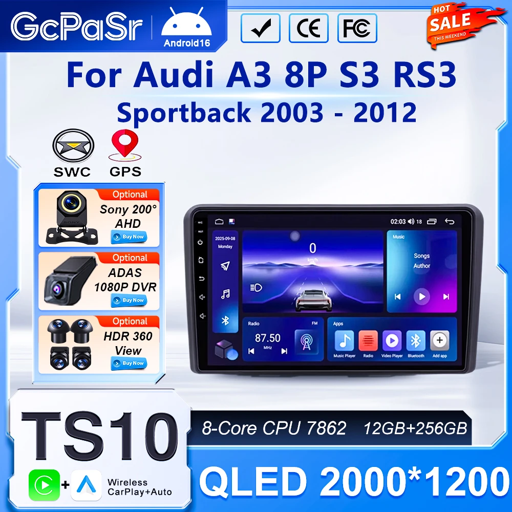 Android For Audi A3 8P S3 RS3 Sportback 2003 2010 2011 -2012 2K Car Multimedia Player Carplay 4G WIFI Auto Radio Stereo GPS QELD
Android For Audi A3 8P S3 RS3 Sportback 2003 2010 2011 -2012 2K Car Multimedia Player Carplay 4G WIFI Auto Radio Stereo GPS QELD