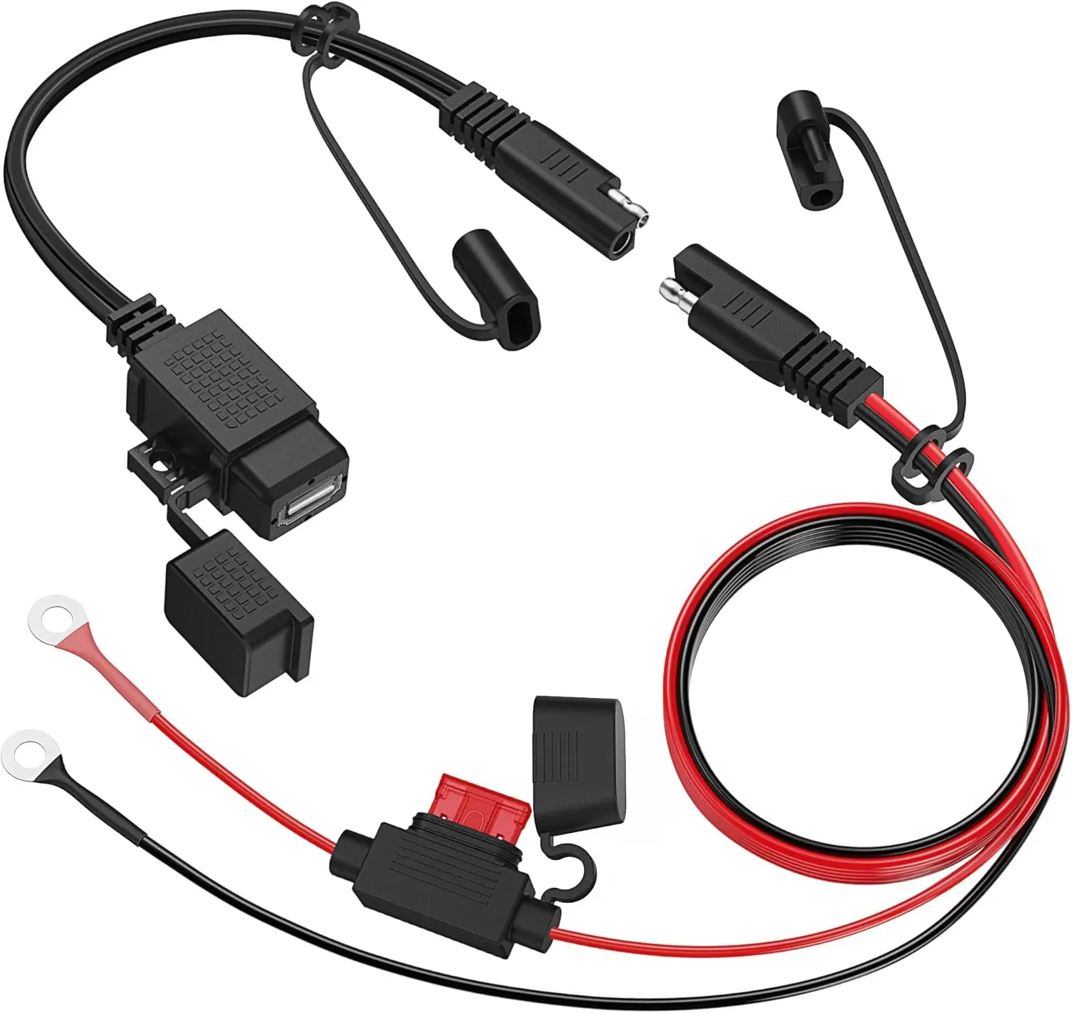 SAE to USB Adapter 2.1A Waterproof Motorcycle Charger with Inline Fuse, 12V-24V for Phone GPS Tablet
SAE to USB Adapter 2.1A Waterproof Motorcycle Charger with Inline Fuse, 12V-24V for Phone GPS Tablet