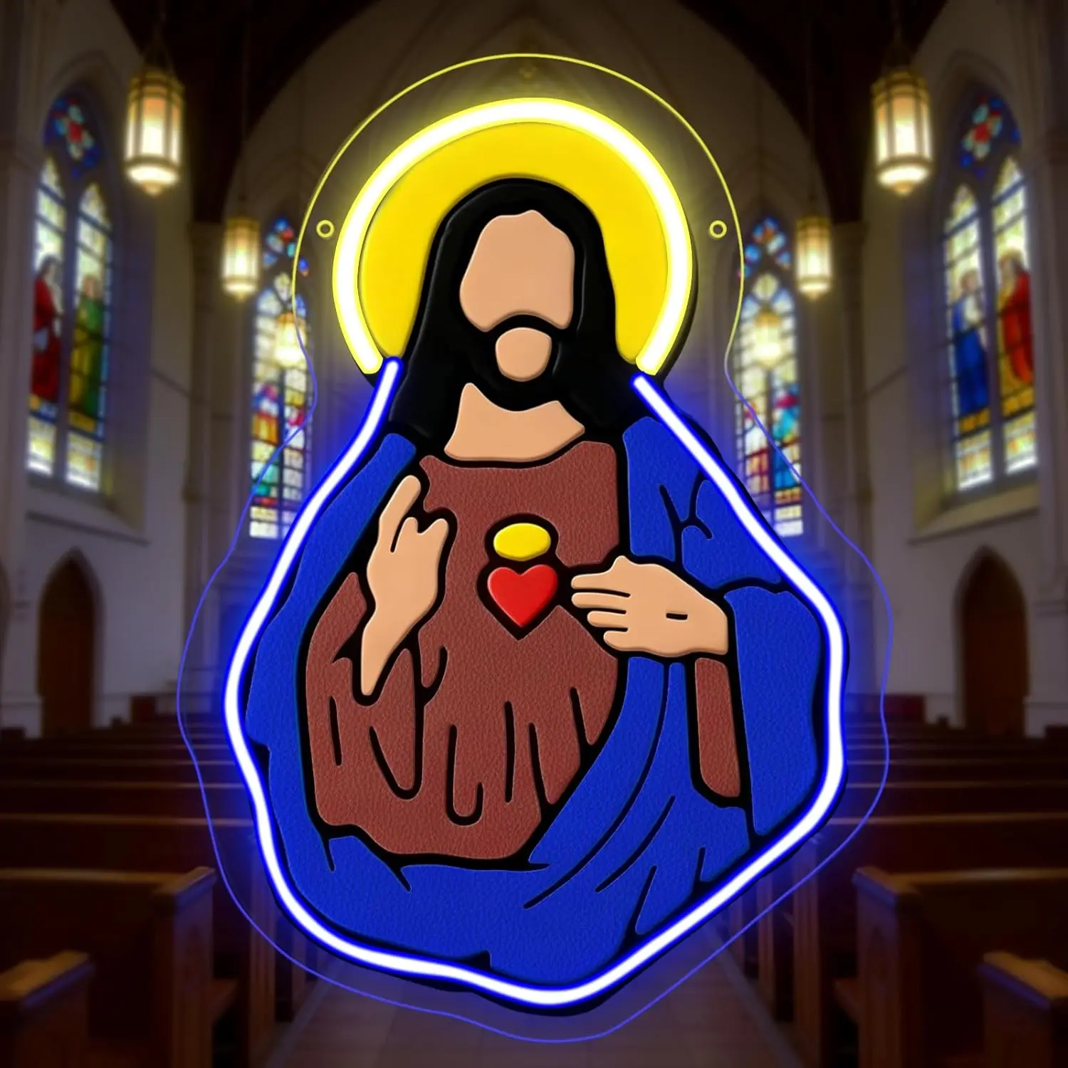 Sacred Heart of Jesus Neon Sign USB Powered Christian Led Light for Wedding Party Church Bedroom Decoration Catholic Gift
Sacred Heart of Jesus Neon Sign USB Powered Christian Led Light for Wedding Party Church Bedroom Decoration Catholic Gift
