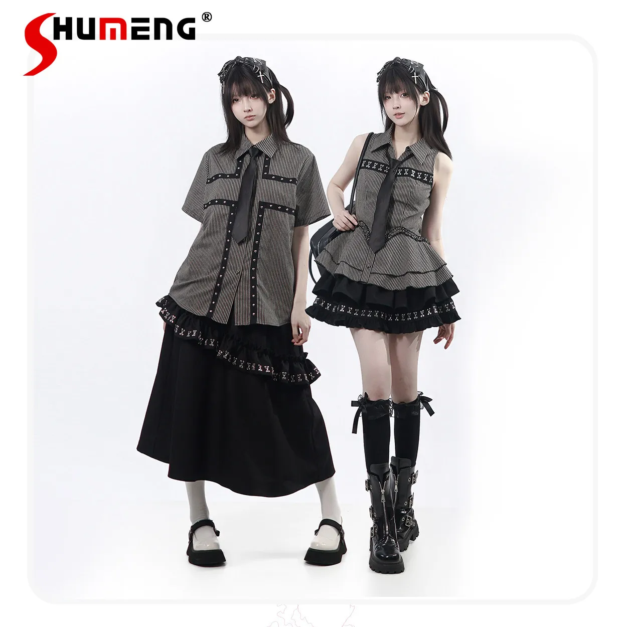 Original Design Gothic Y2k Clothing Spring and Summer New Sweet Cool Girls Striped Shirt Cake Skirt Long Skirt Outfit Women
Original Design Gothic Y2k Clothing Spring and Summer New Sweet Cool Girls Striped Shirt Cake Skirt Long Skirt Outfit Women