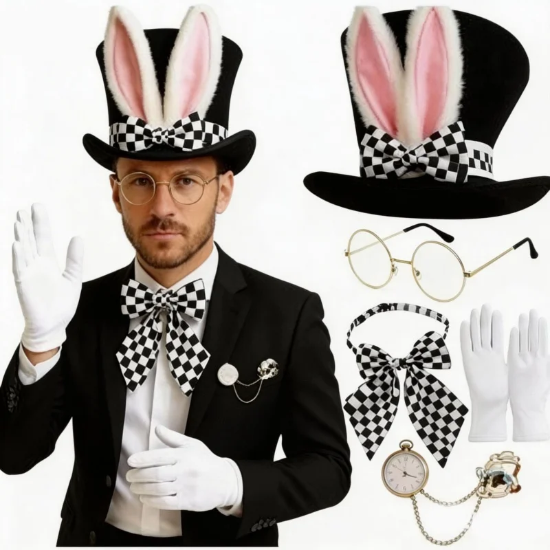 White Rabbit Easter Accessories Set BunnyEars Decoration Plush Clock BroochGlassesGloves for Easter Halloween Costume Festival
White Rabbit Easter Accessories Set BunnyEars Decoration Plush Clock BroochGlassesGloves for Easter Halloween Costume Festival