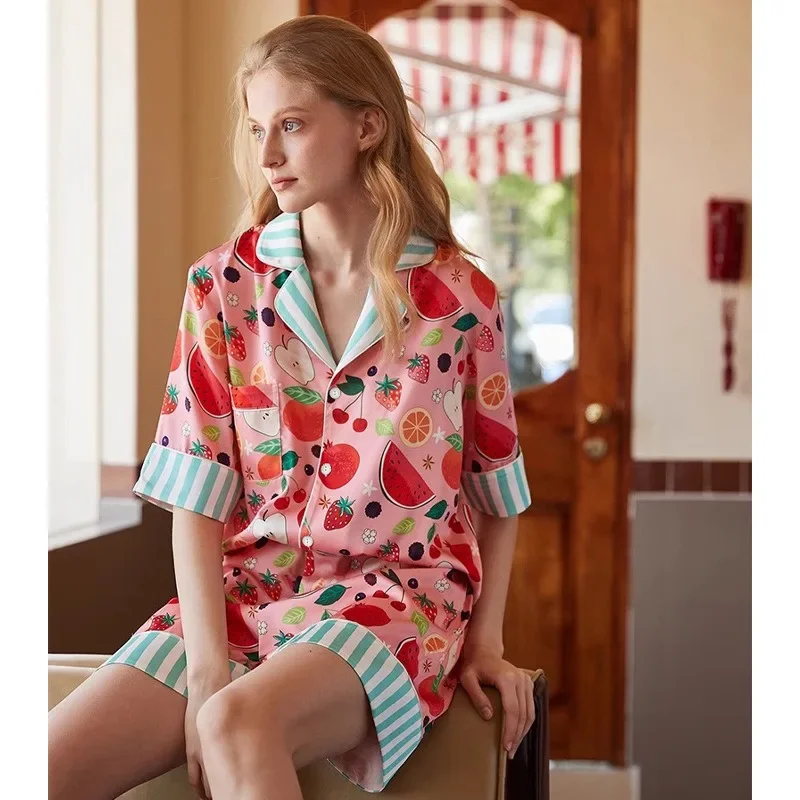 Summer Cool Feeling Outside Sweet Girls' Pajamas Short Sleeved Two-Piece Set Russia Eu Women's Sleepwear Homewear Fruit Print
Summer Cool Feeling Outside Sweet Girls' Pajamas Short Sleeved Two-Piece Set Russia Eu Women's Sleepwear Homewear Fruit Print