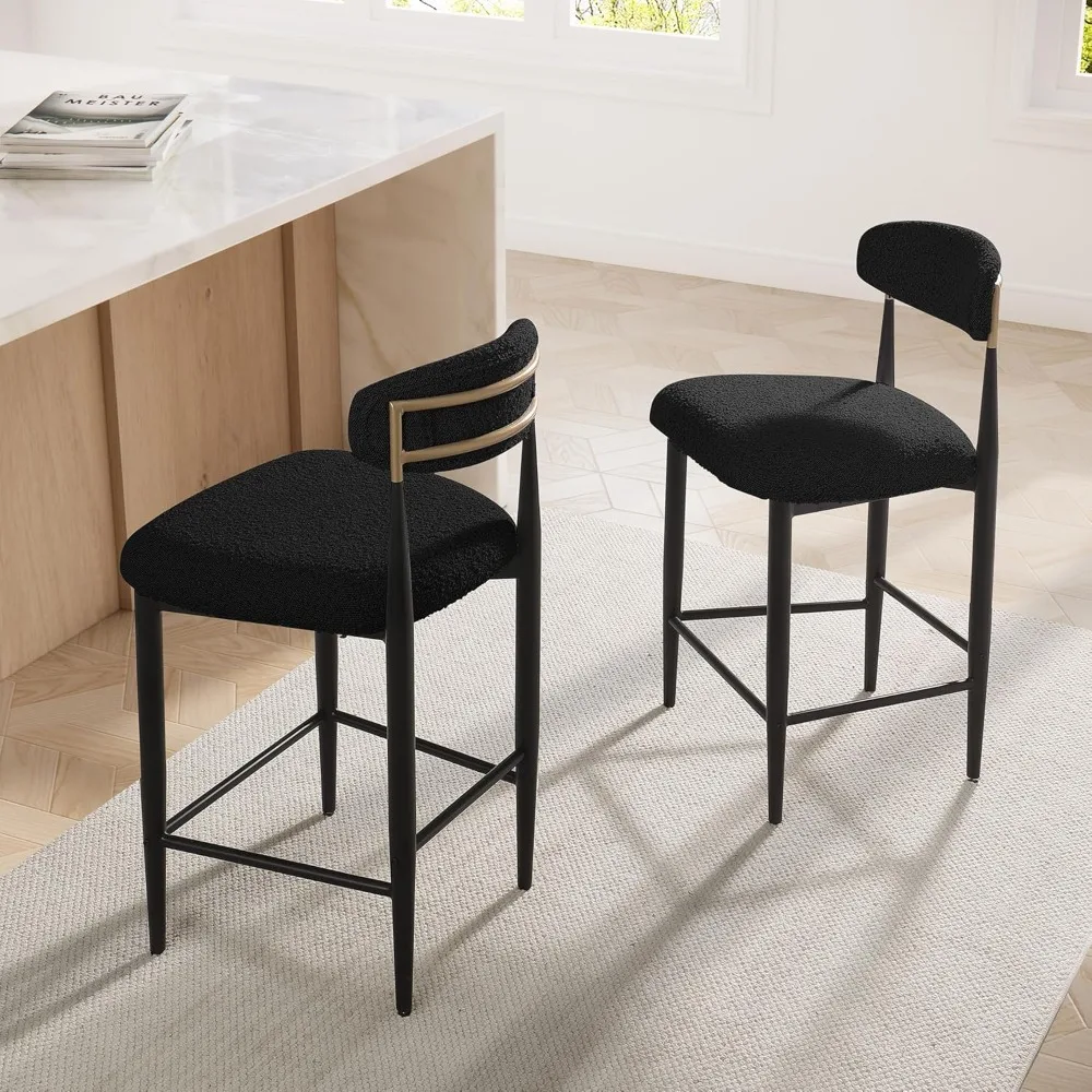 Counter Height Bar Stools Set of 2, Modern Upholstered Counter Stools with Black Metal Legs, Boucle Island Chairs fo
Counter Height Bar Stools Set of 2, Modern Upholstered Counter Stools with Black Metal Legs, Boucle Island Chairs fo