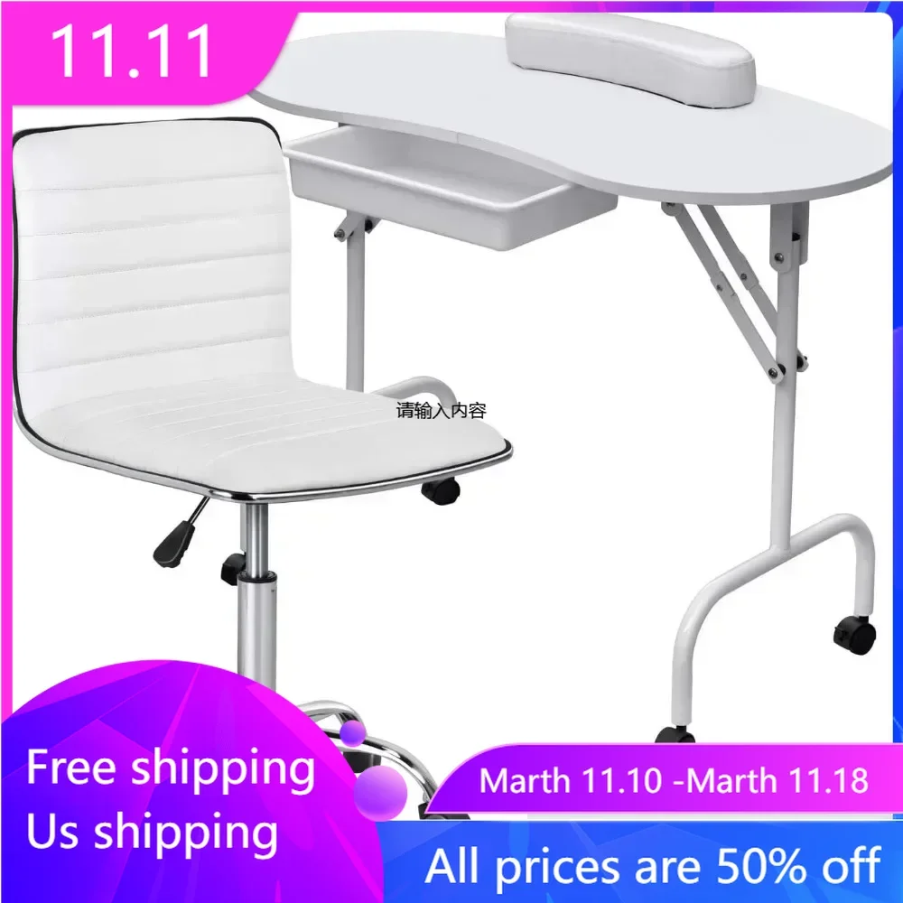 37inch Manicure Table Foldable Workstation w/Carrying CaseWheels for Spa Beauty Salon and Adjustable Low Back Armless Nail Desk
37inch Manicure Table Foldable Workstation w/Carrying CaseWheels for Spa Beauty Salon and Adjustable Low Back Armless Nail Desk