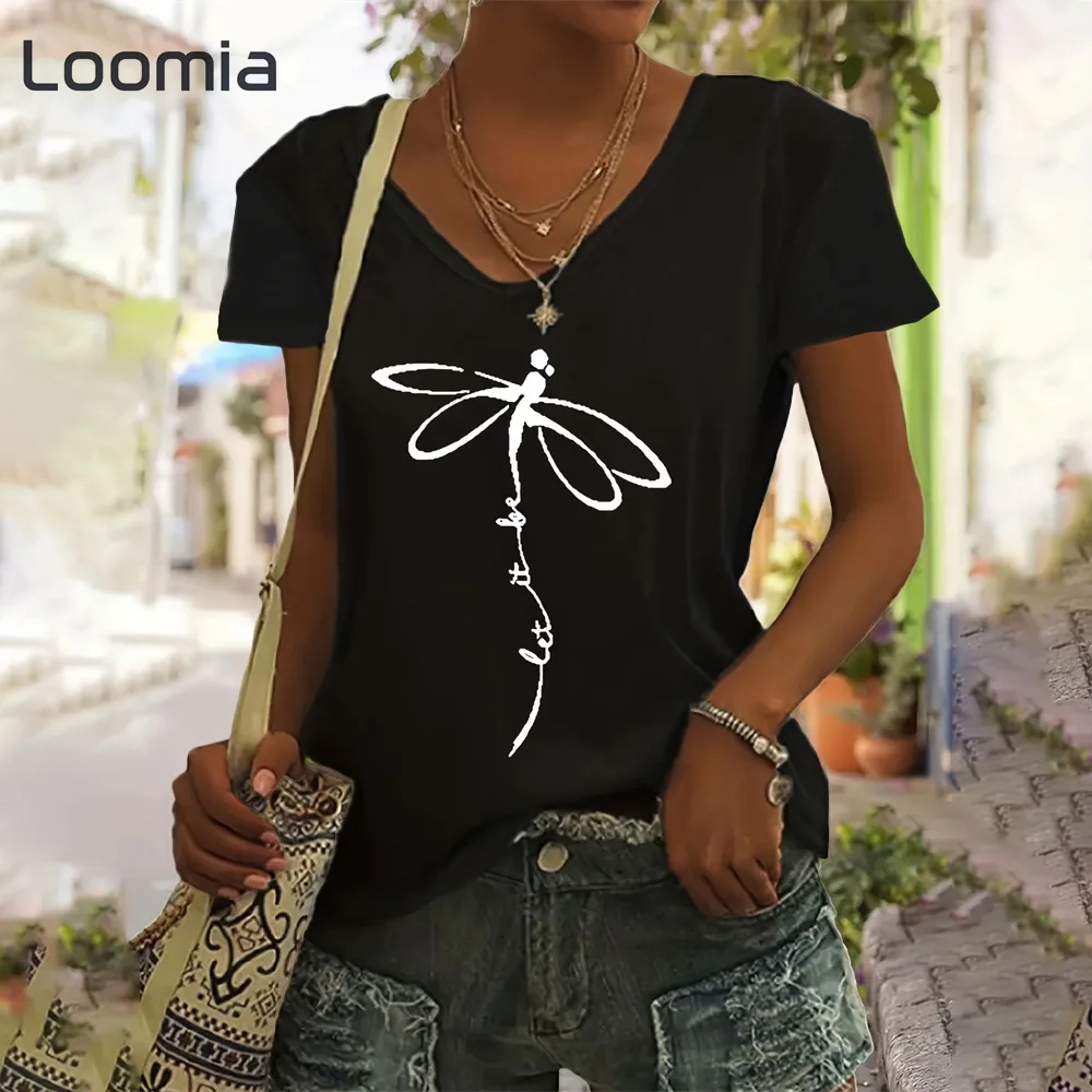 Dragonfly Pattern T-Shirt Summer V-Neck Woman Clothing Streetwear Casual Woman Clothes T-Shirt Korean Reviews Many Girls Clothes
Dragonfly Pattern T-Shirt Summer V-Neck Woman Clothing Streetwear Casual Woman Clothes T-Shirt Korean Reviews Many Girls Clothes