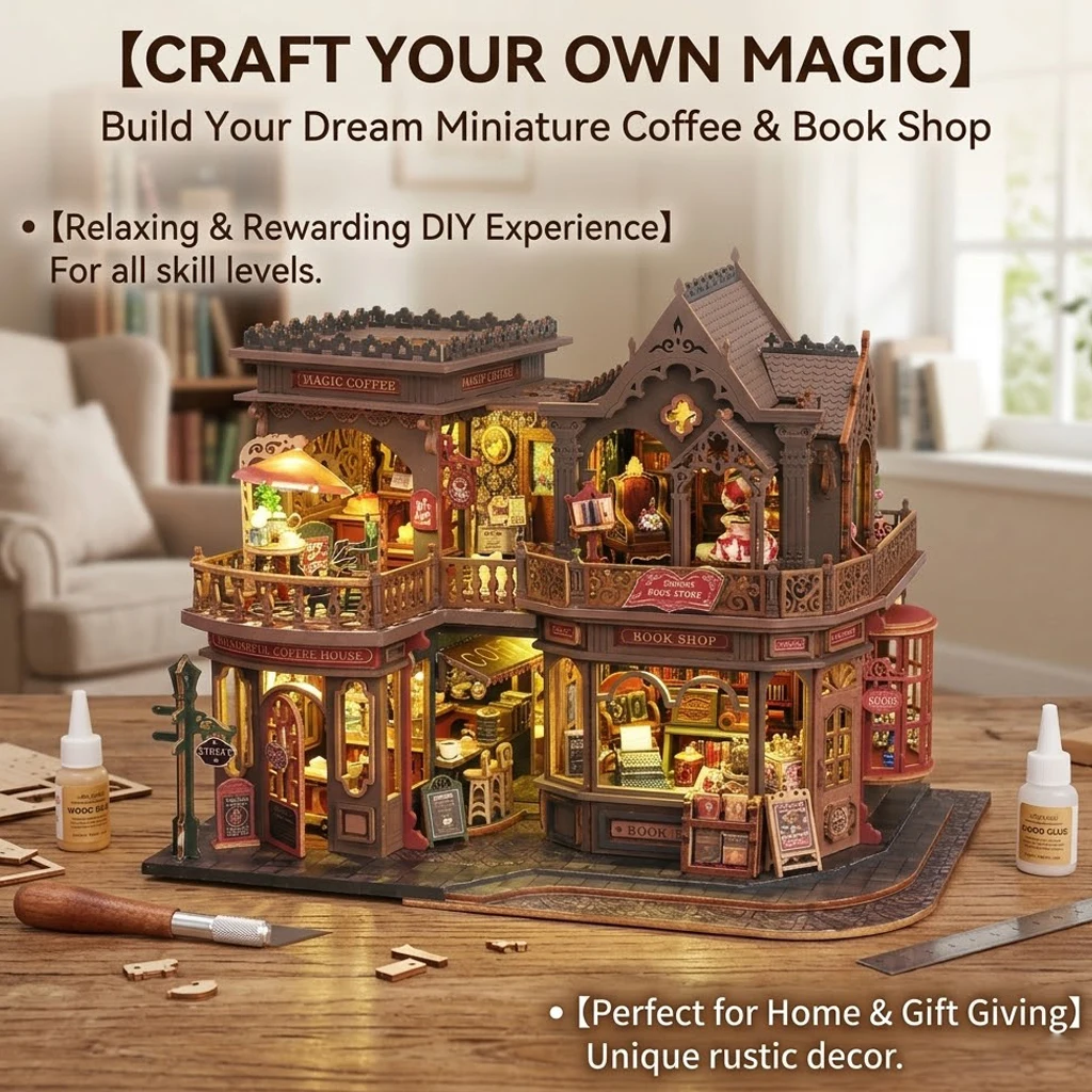 DIY Big Cabin Bookcase Coffee Wooden Miniature Furniture Dollhouse Handmade Model Assembly Toy for Children Girls Birthday Gifts
DIY Big Cabin Bookcase Coffee Wooden Miniature Furniture Dollhouse Handmade Model Assembly Toy for Children Girls Birthday Gifts