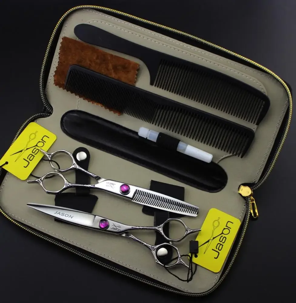 356# Hairdressing Scissor 4Pcs Suit+Combs+Bag 5.5'' Brand Jason Carve Handle 440C Cutting Scissors Thinning Shears Hair Scissors
356# Hairdressing Scissor 4Pcs Suit+Combs+Bag 5.5'' Brand Jason Carve Handle 440C Cutting Scissors Thinning Shears Hair Scissors
